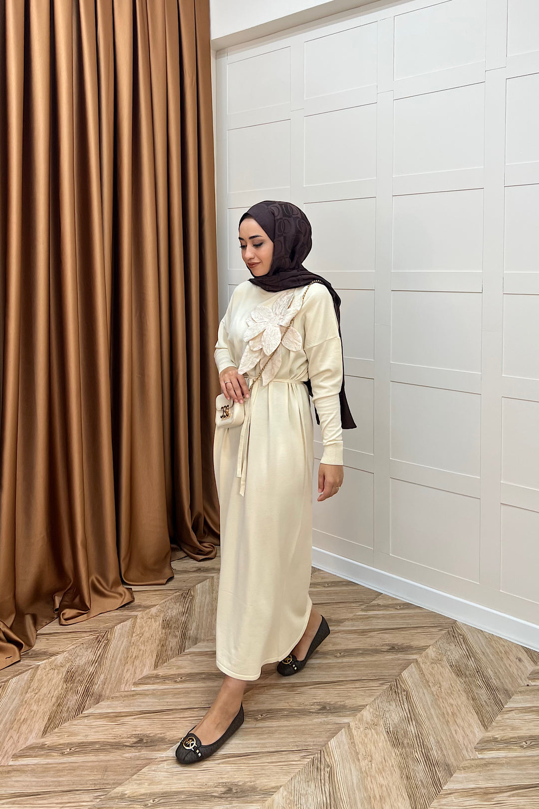 Zambak Merserize Triko Elbise Taş 25110-TAS