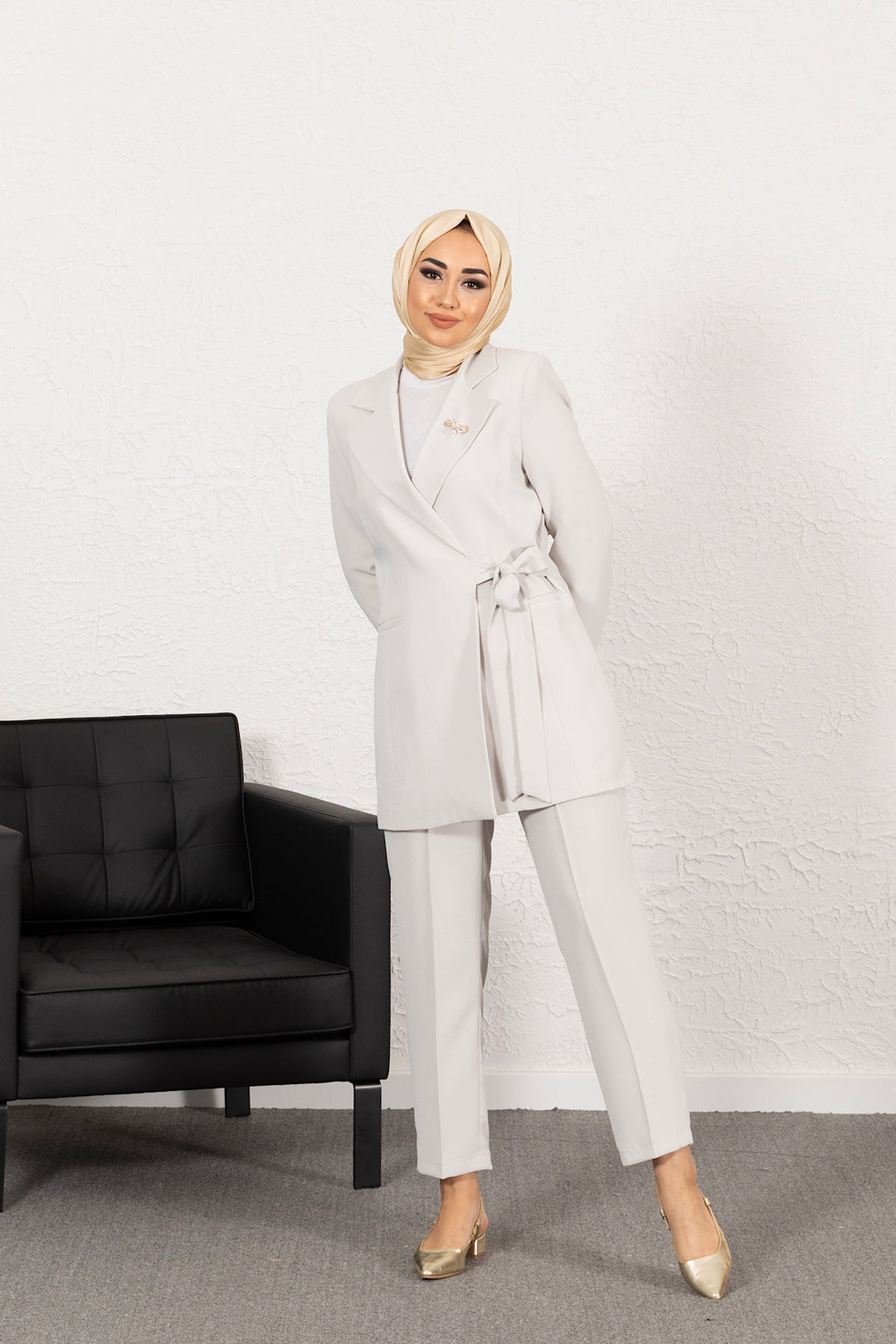 Ceketi Yandan Bağlamalı Pantolon Takım Taş 2016-TAS