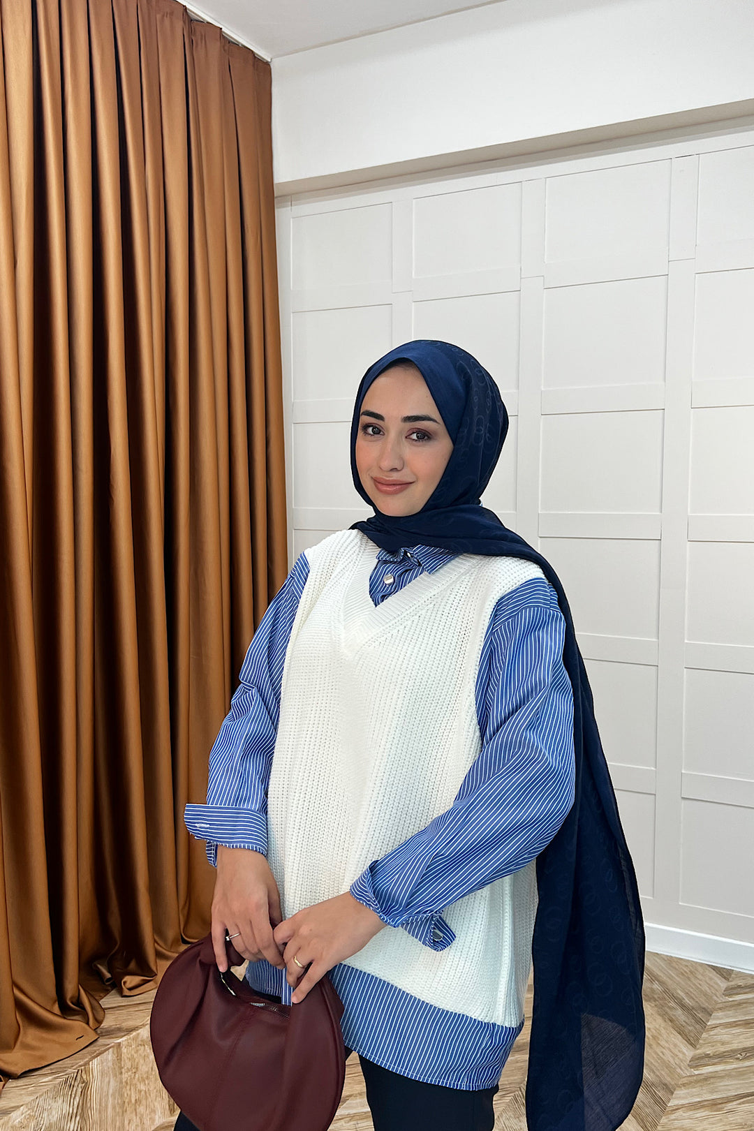 Triko Süveterli Gömlek Ekru 24730-EKRU