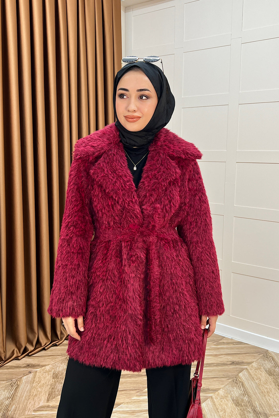 Grok Peluş Kaban Bordo 5523-BORDO