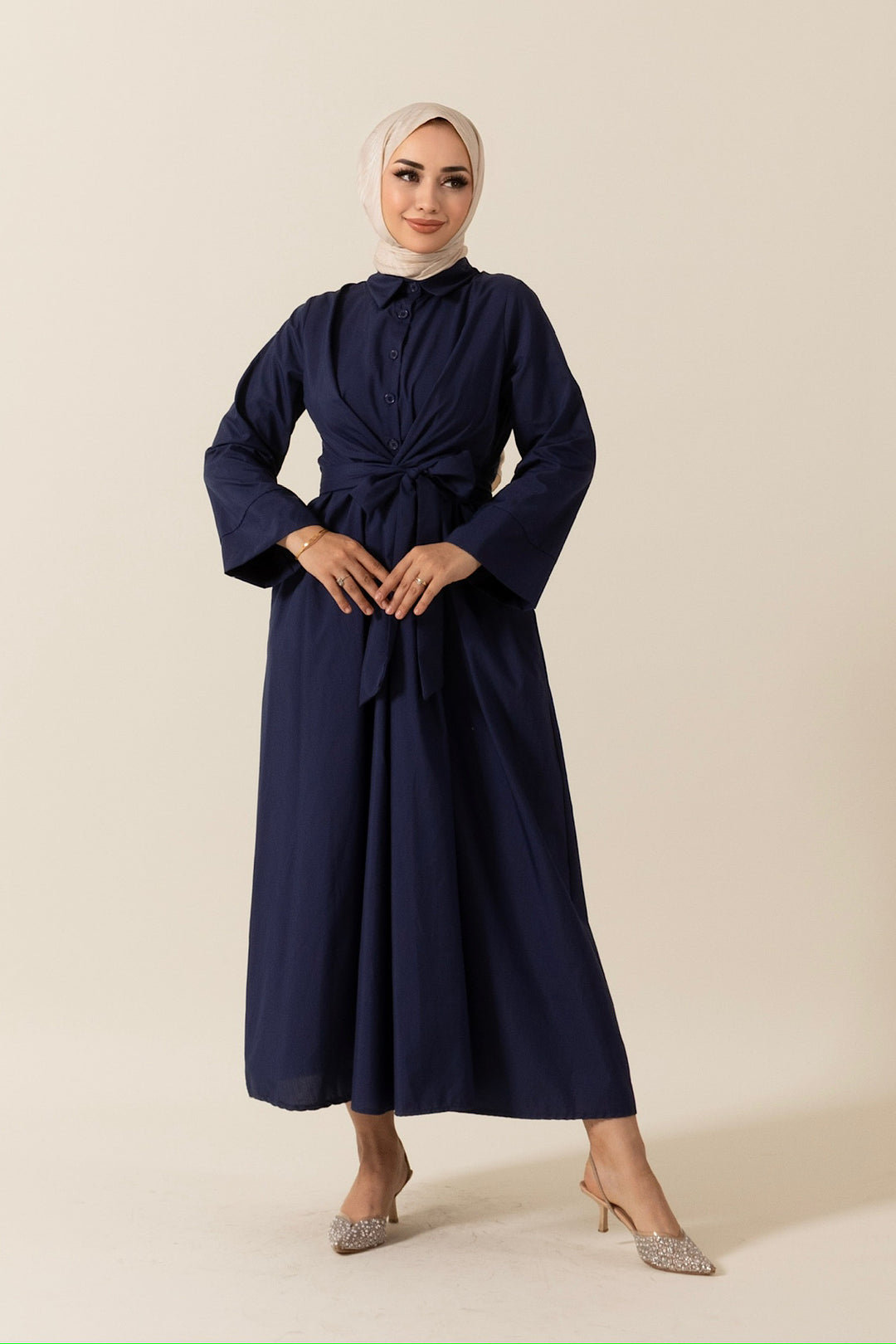 Elisa Bağlamalı Elbise Lacivert 9608-LACIVERT