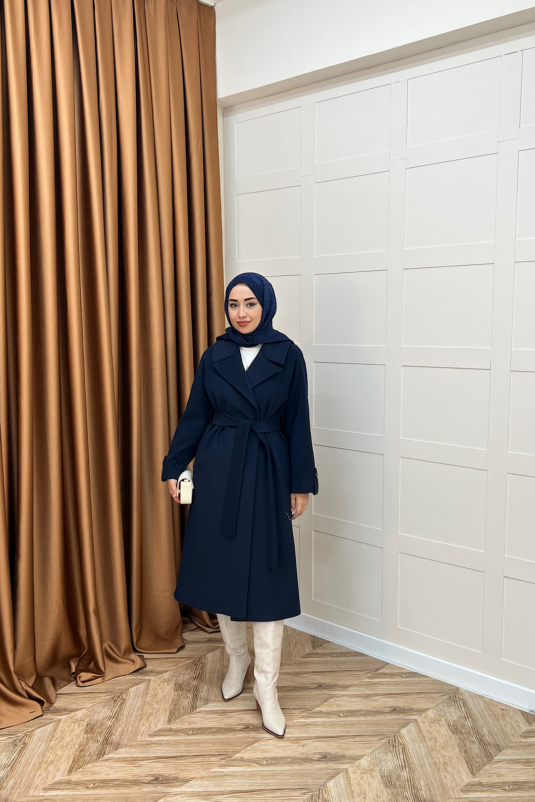 Martina Yırtmaçlı Kaban Lacivert 5508-LACIVERT