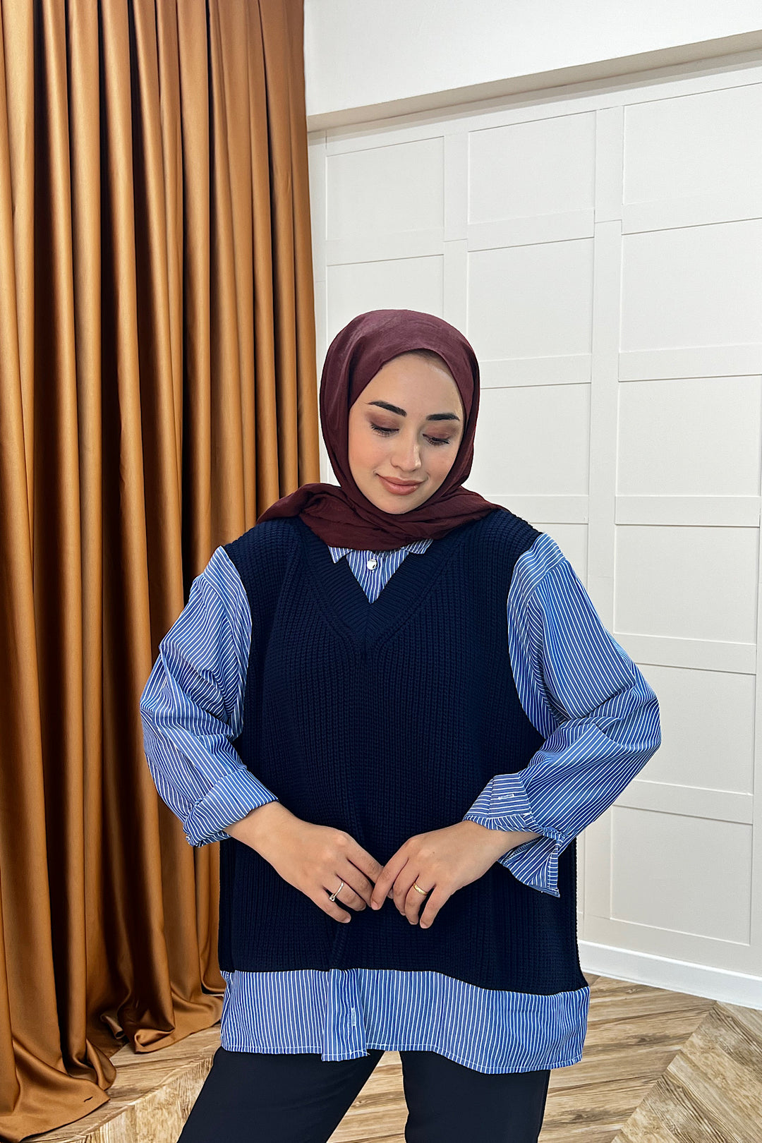 Triko Süveterli Gömlek Lacivert 24730-LACIVERT