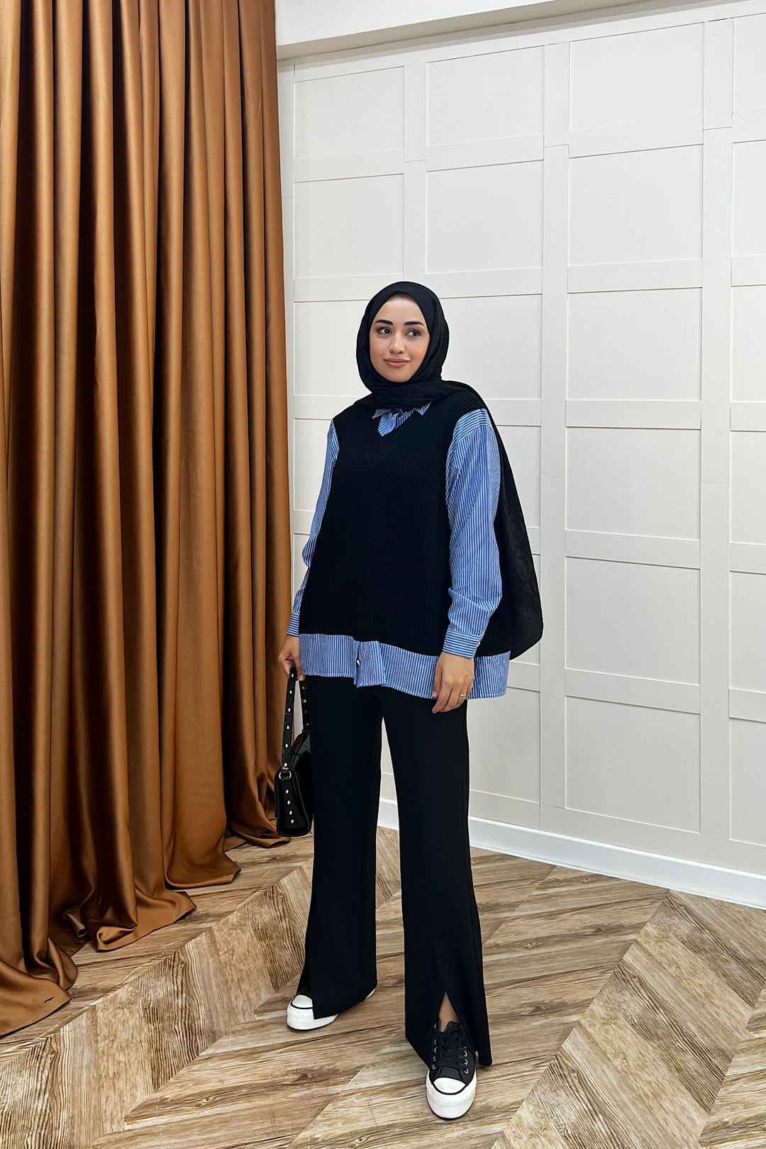 Triko Süveterli Gömlek Siyah 24730-SIYAH