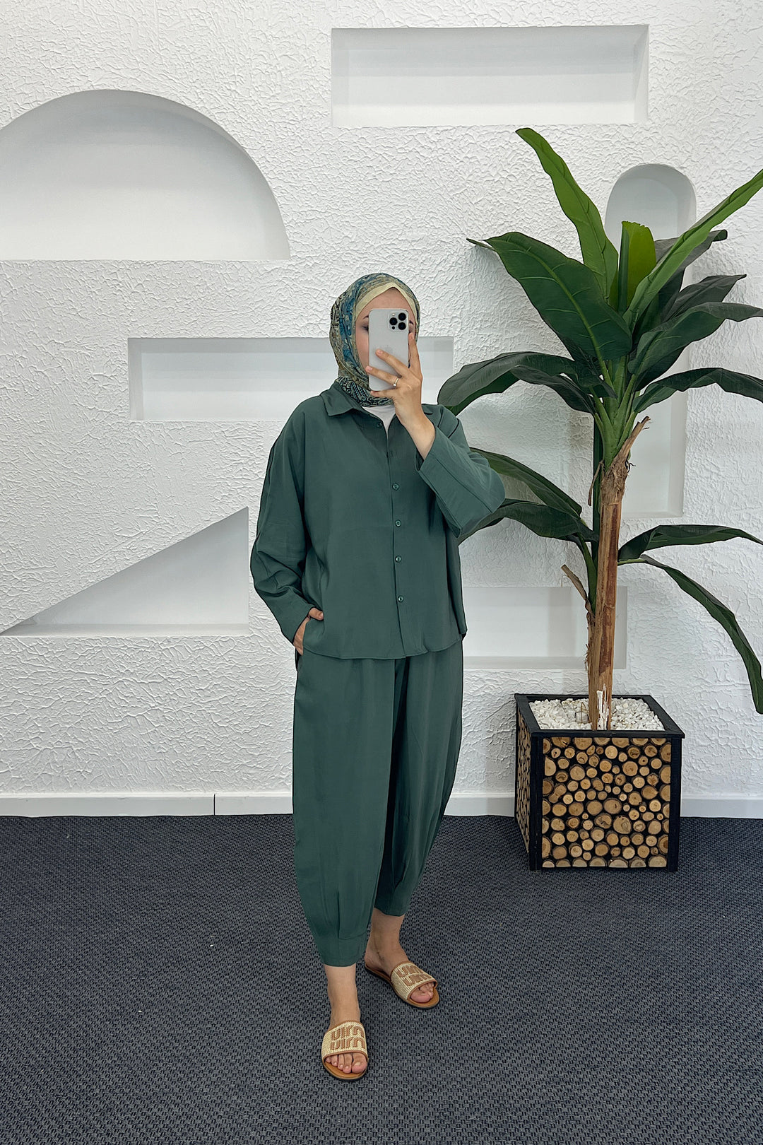 Şalvar Pantolon İkili Takım Zümrüt 5230-ZUMRUT