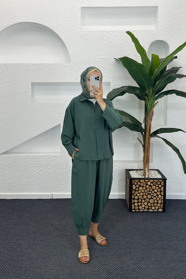 Şalvar Pantolon İkili Takım Zümrüt 5230-ZUMRUT