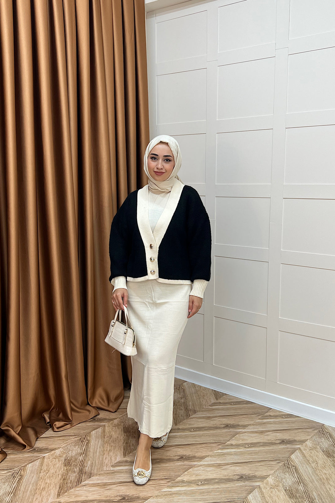 Sezen İkili Triko Elbise Krem 241090-KREM