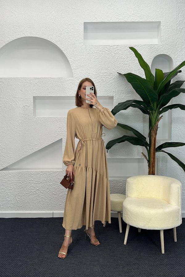 Beli Lastikli Linda Elbise Vizon 3852-VIZON