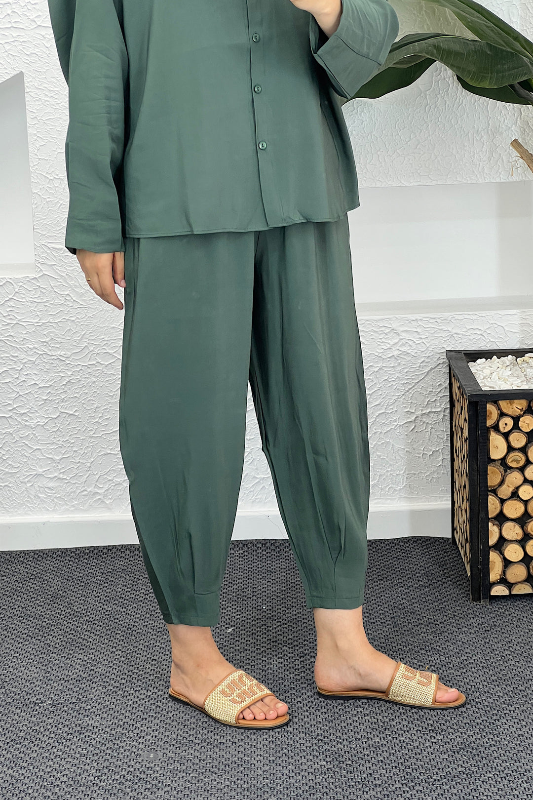 Şalvar Pantolon İkili Takım Zümrüt 5230-ZUMRUT