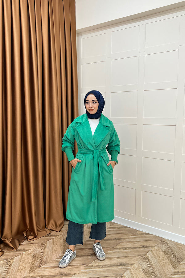 Angora Premium Kumaş Kaban Yeşil 5519-YESIL