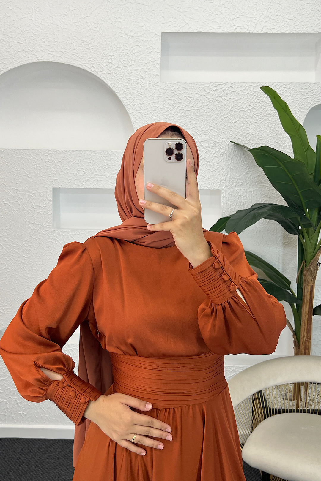 Beli Piliseli Saten Abiye Kiremit 04340-KIREMIT