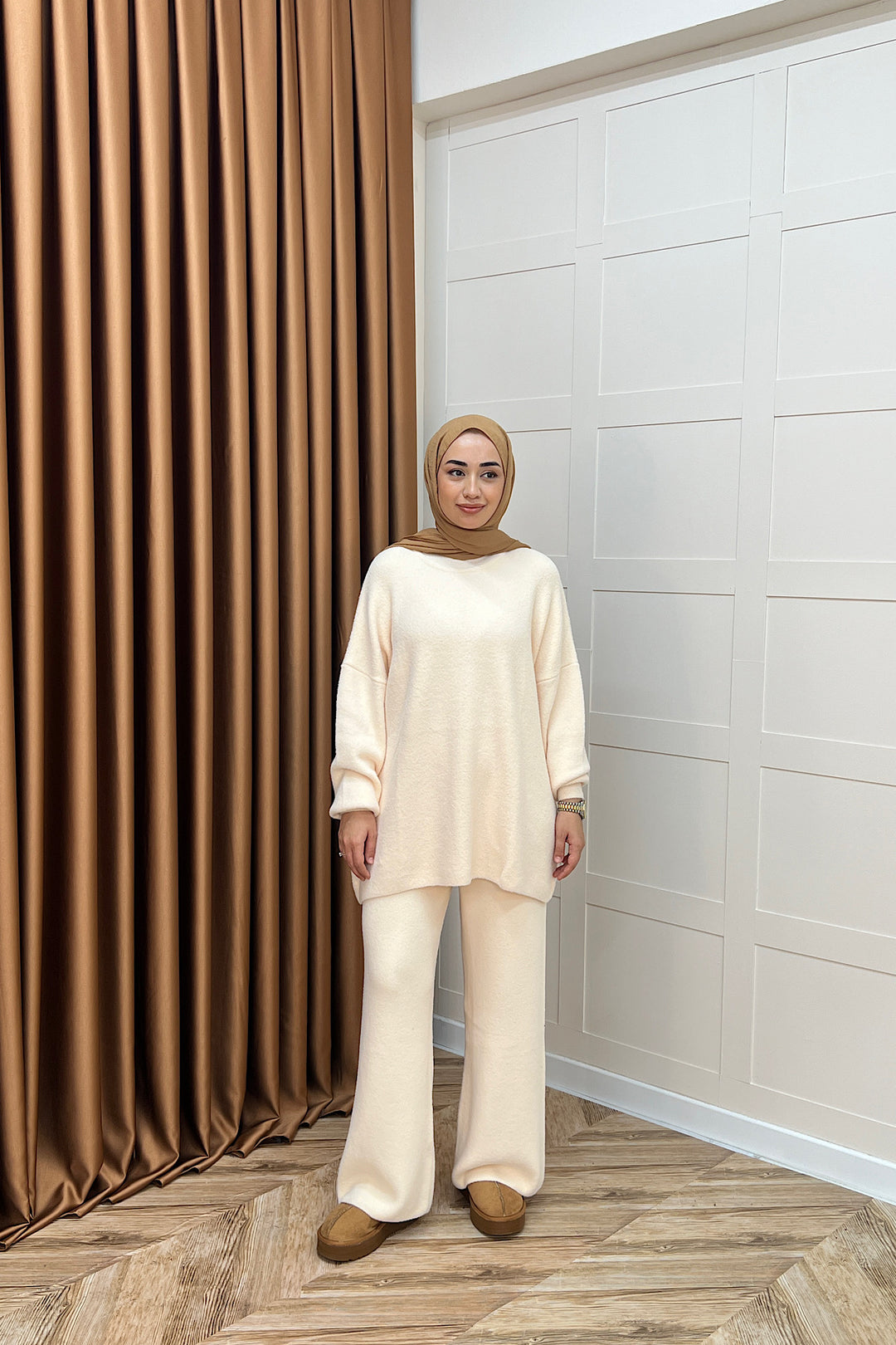 Dilşah Angora İkili Triko Takım Krem 25650-KREM