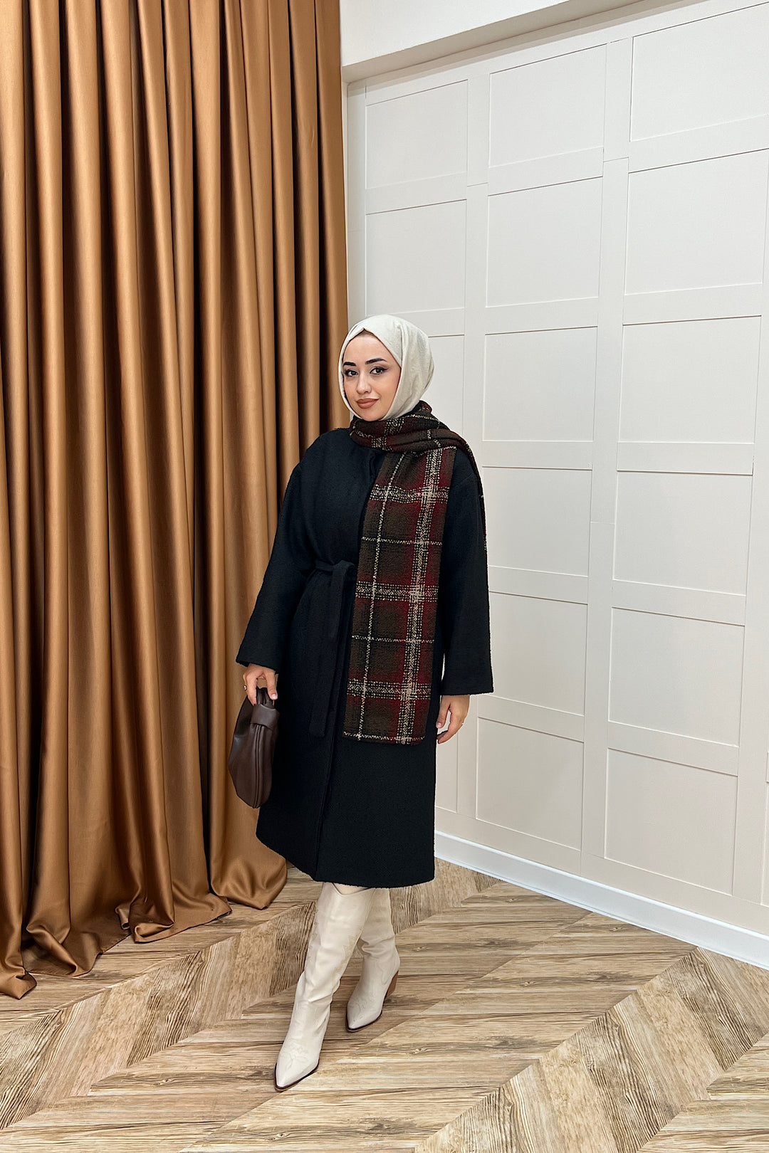 Duru Premium Kumaş Atkı Detay Kaban Siyah 5517-SIYAH