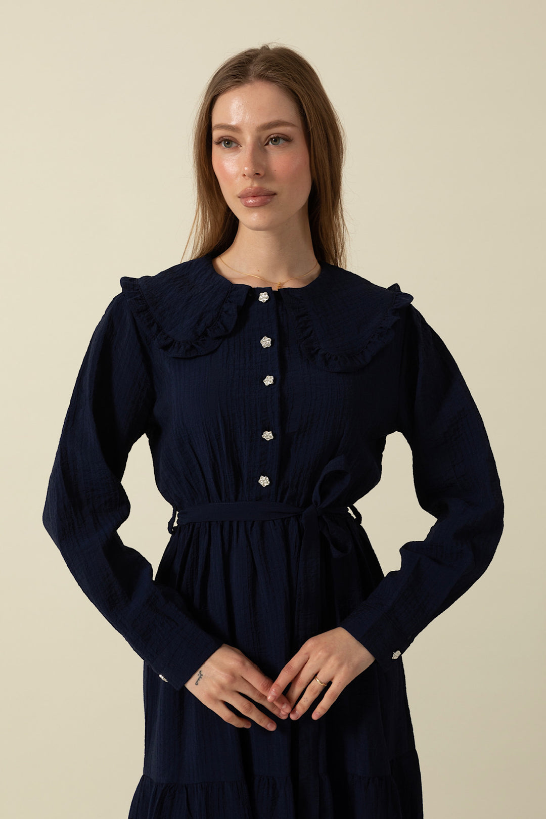 Bebe Yakalı Elbise Lacivert 1899-LACIVERT