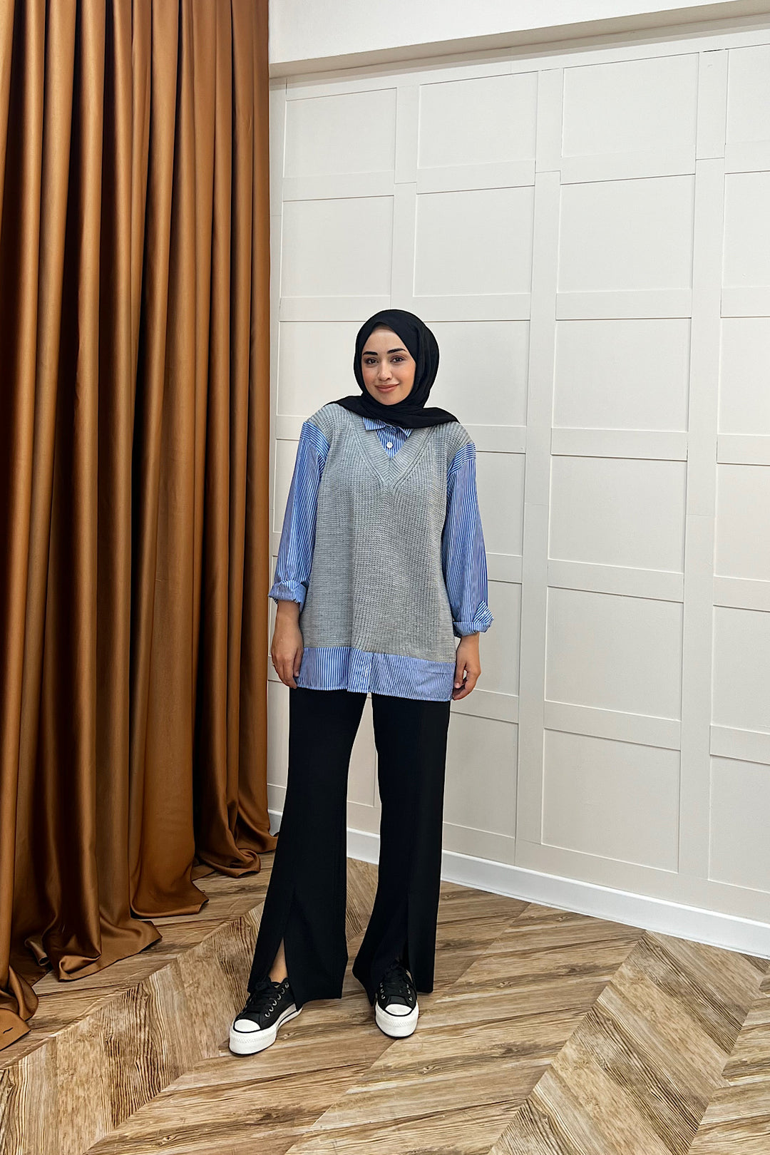 Triko Süveterli Gömlek Gri 24730-GRI