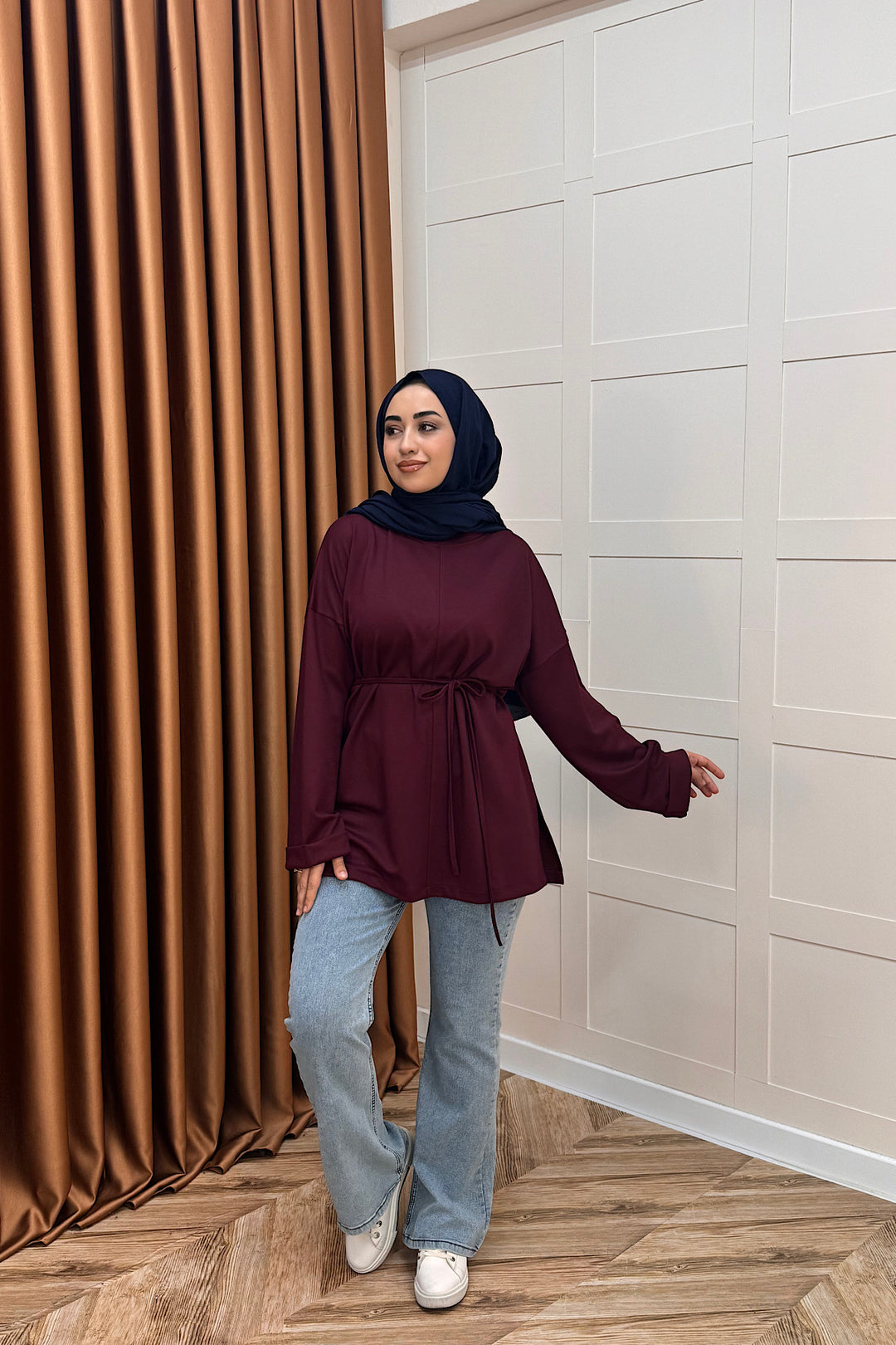 Türev Duble Kol Tunik Bordo 6060-BORDO