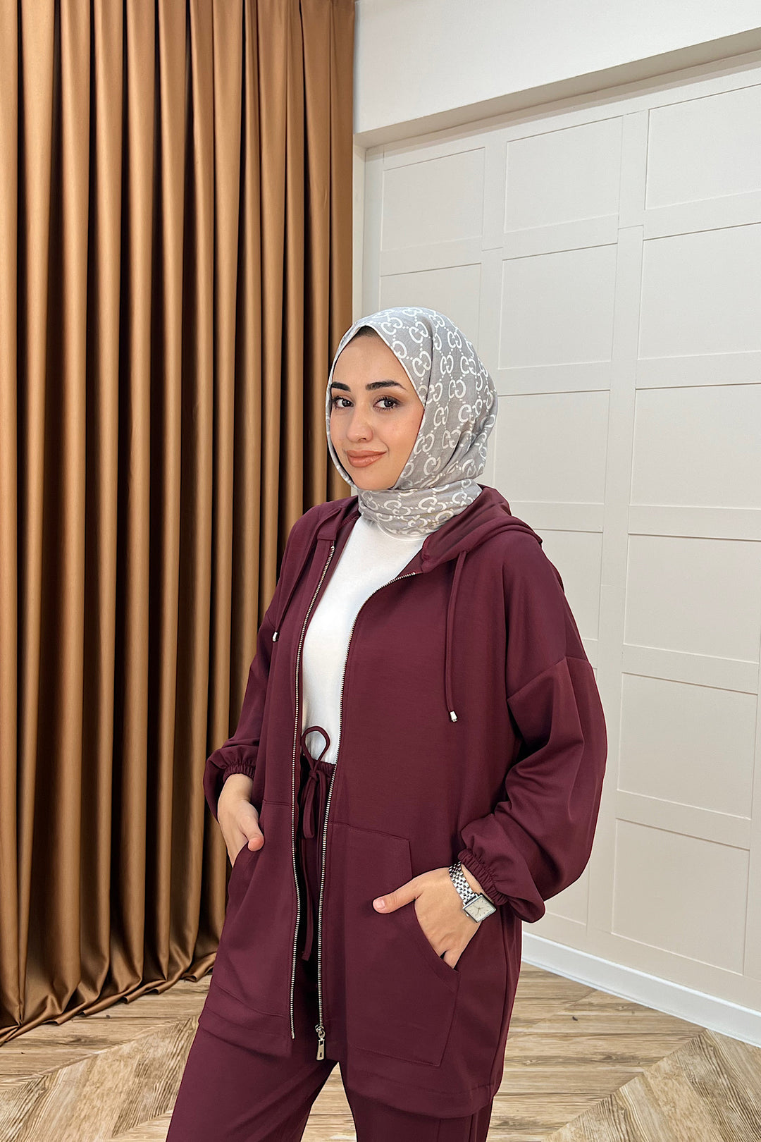 Kanguru Cepli Fermuarlı Takım Bordo 2014-BORDO