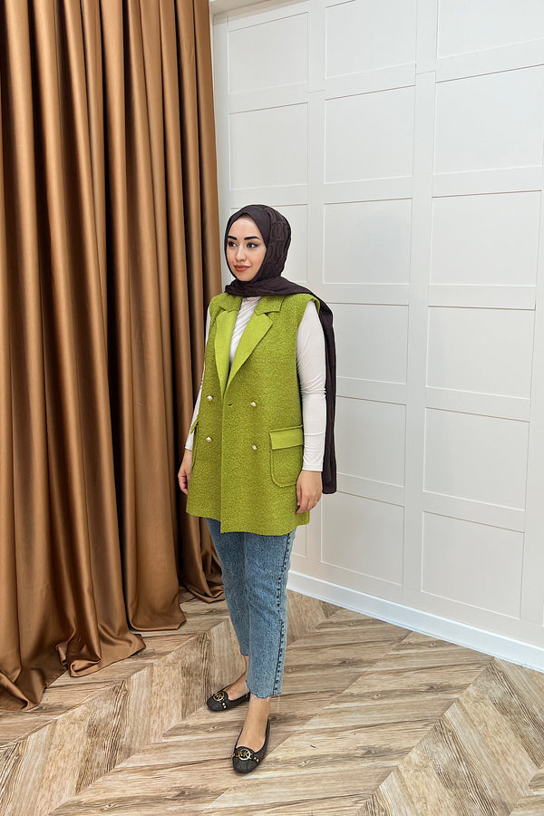 Maya Kısa Yelek Yağ Yeşili 7889-YAGYESILI