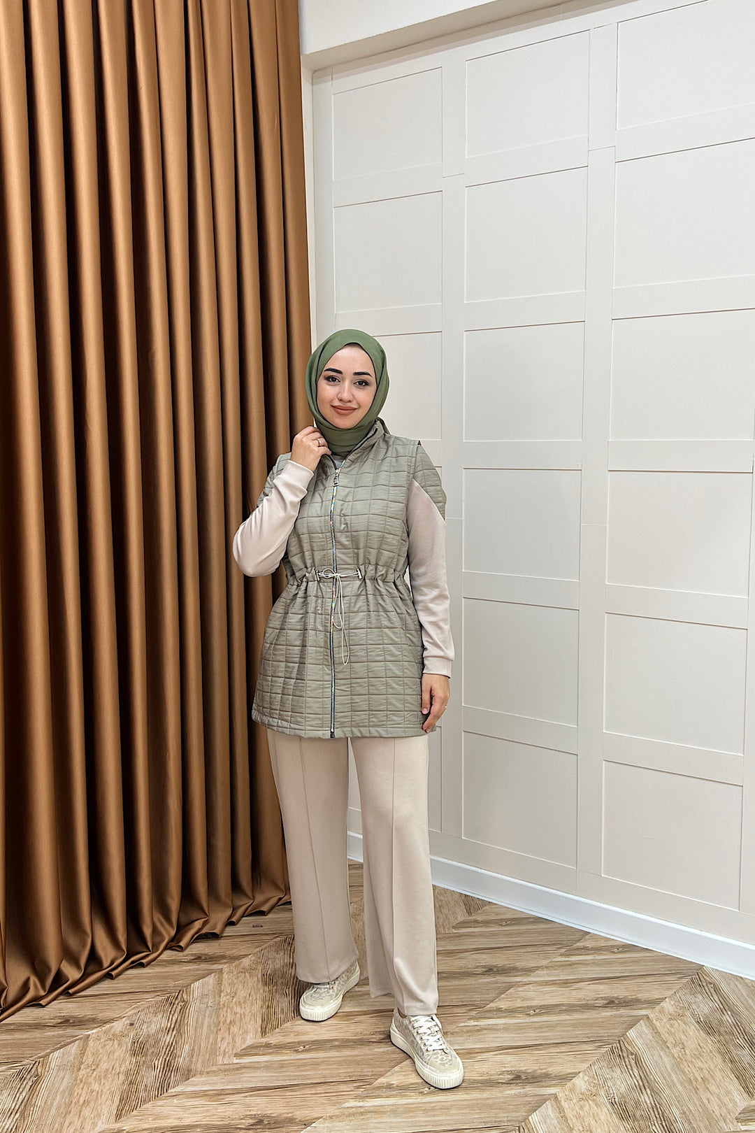 Armoni Kapitone Yelekli Üçlü Takım Yeşil 6015-YESIL