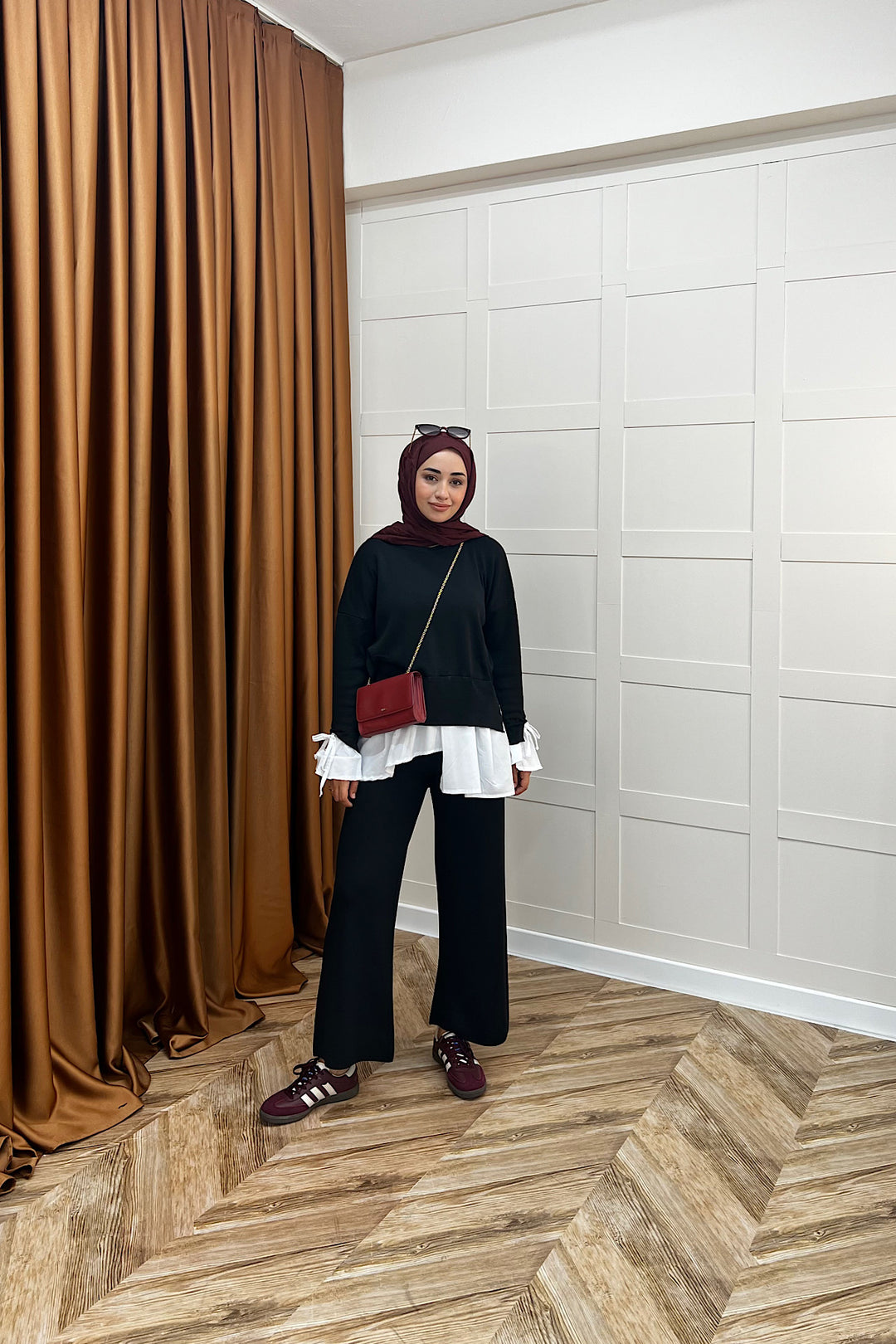 Truva Gömlek Detay Merserize Triko Takım Siyah 25350-SIYAH