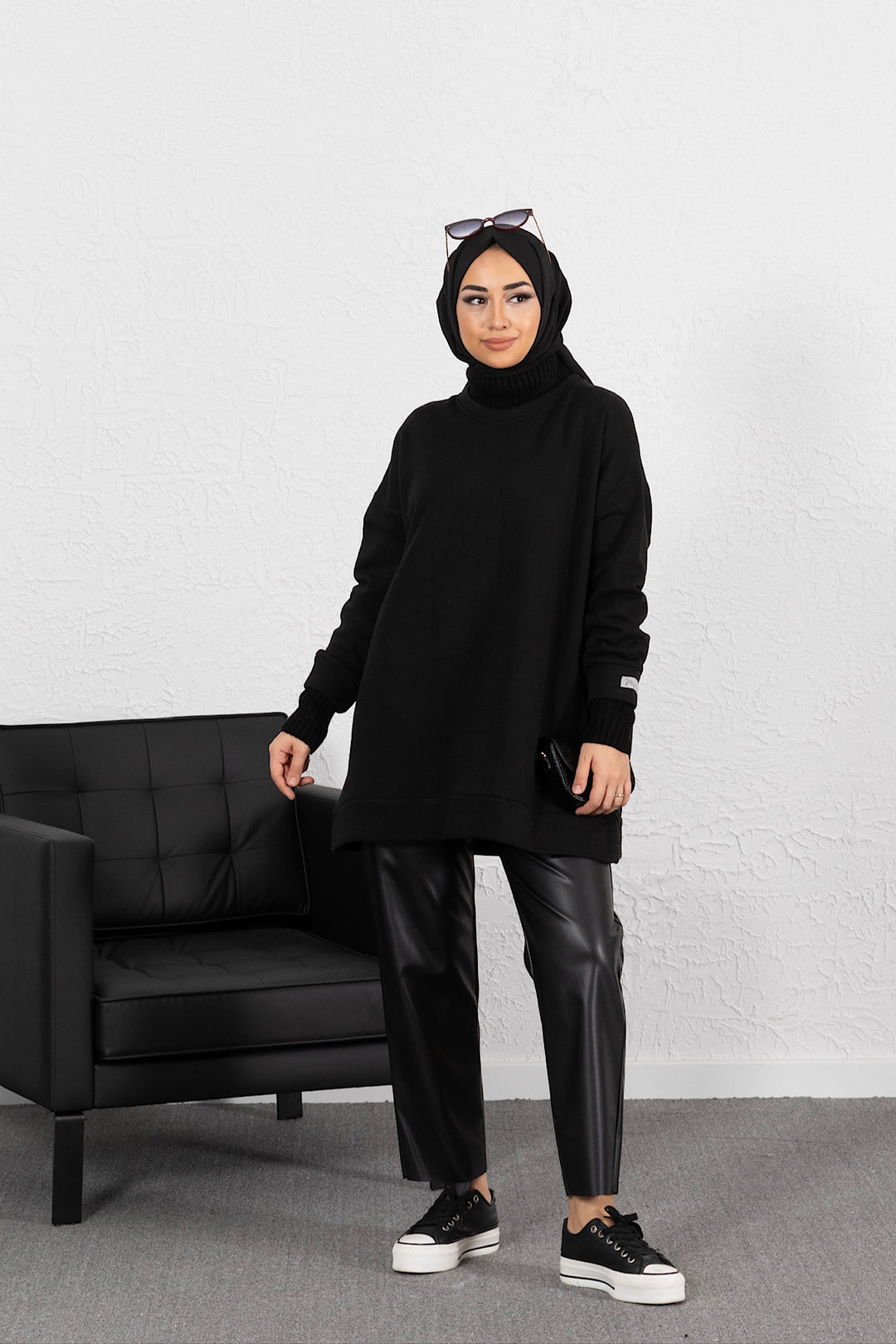 Triko Detay Sweat Siyah 8026-SIYAH