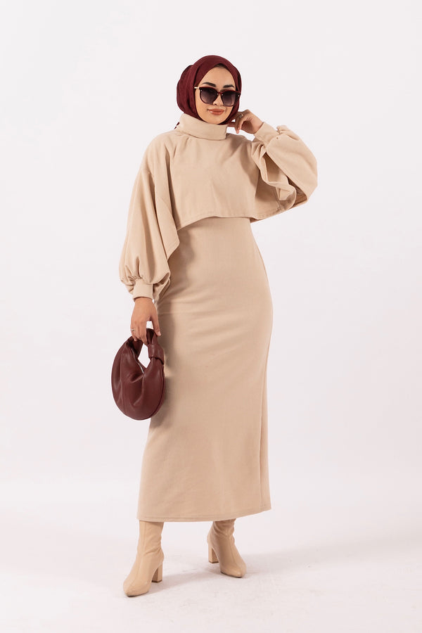 Ghazel İkili Örme Elbise Taş 24K4868-TAS