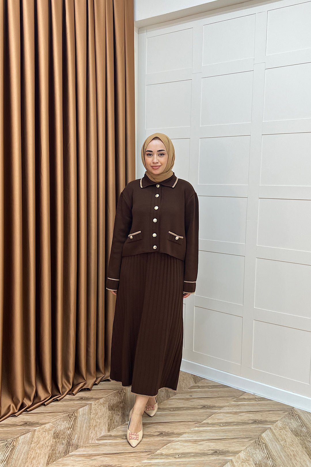 Roma Etekli Triko Takım Kahverengi 20999-KAHVERENGI