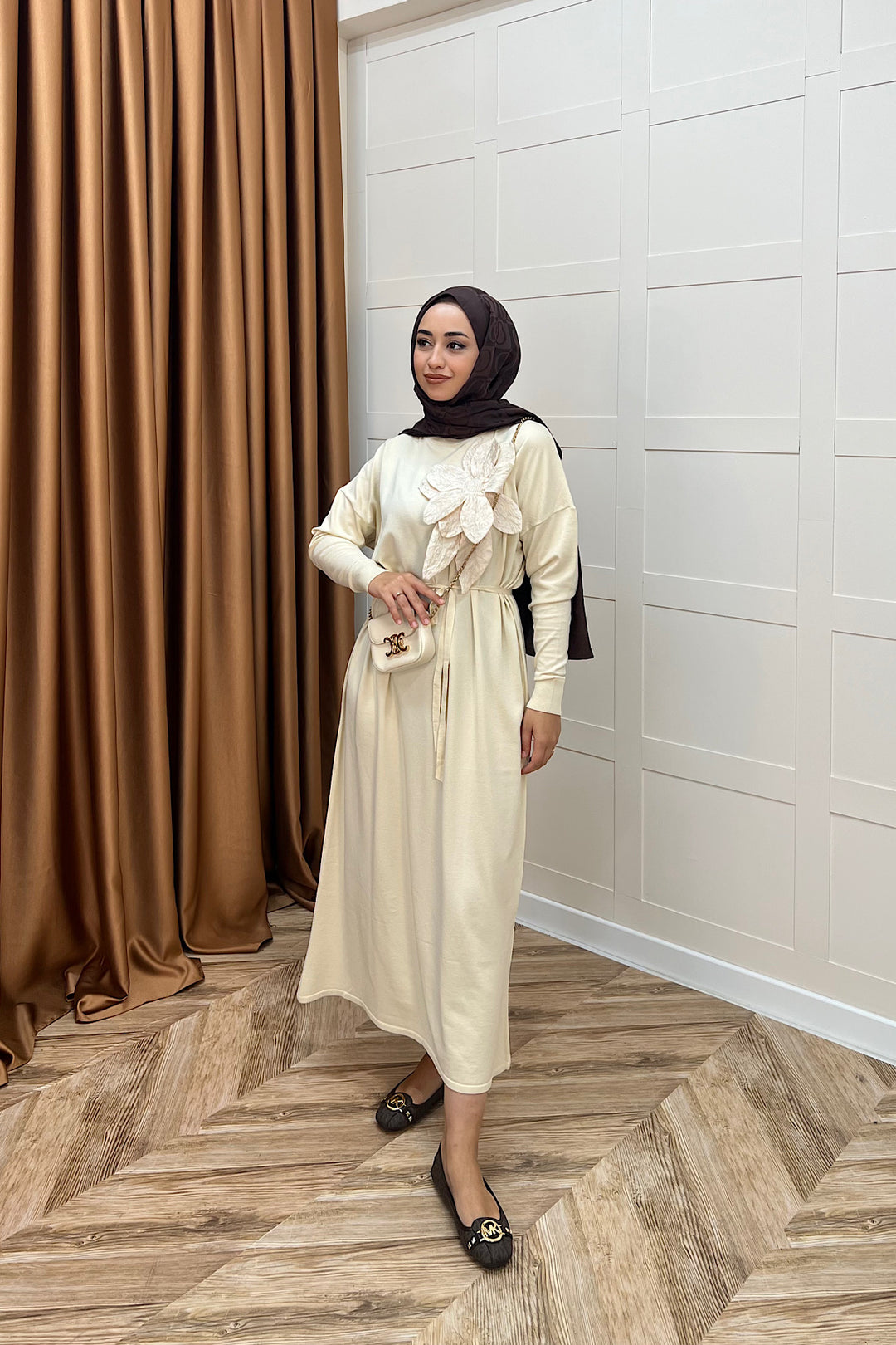 Zambak Merserize Triko Elbise Taş 25110-TAS