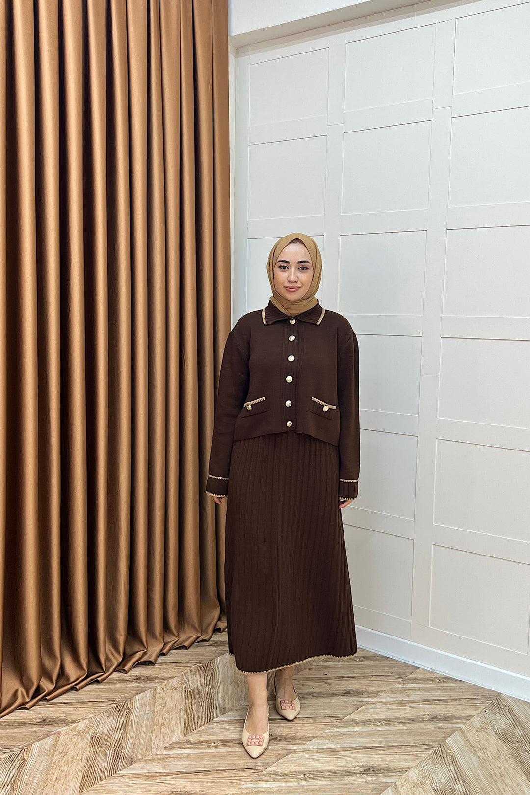 Roma Etekli Triko Takım Kahverengi 20999-KAHVERENGI