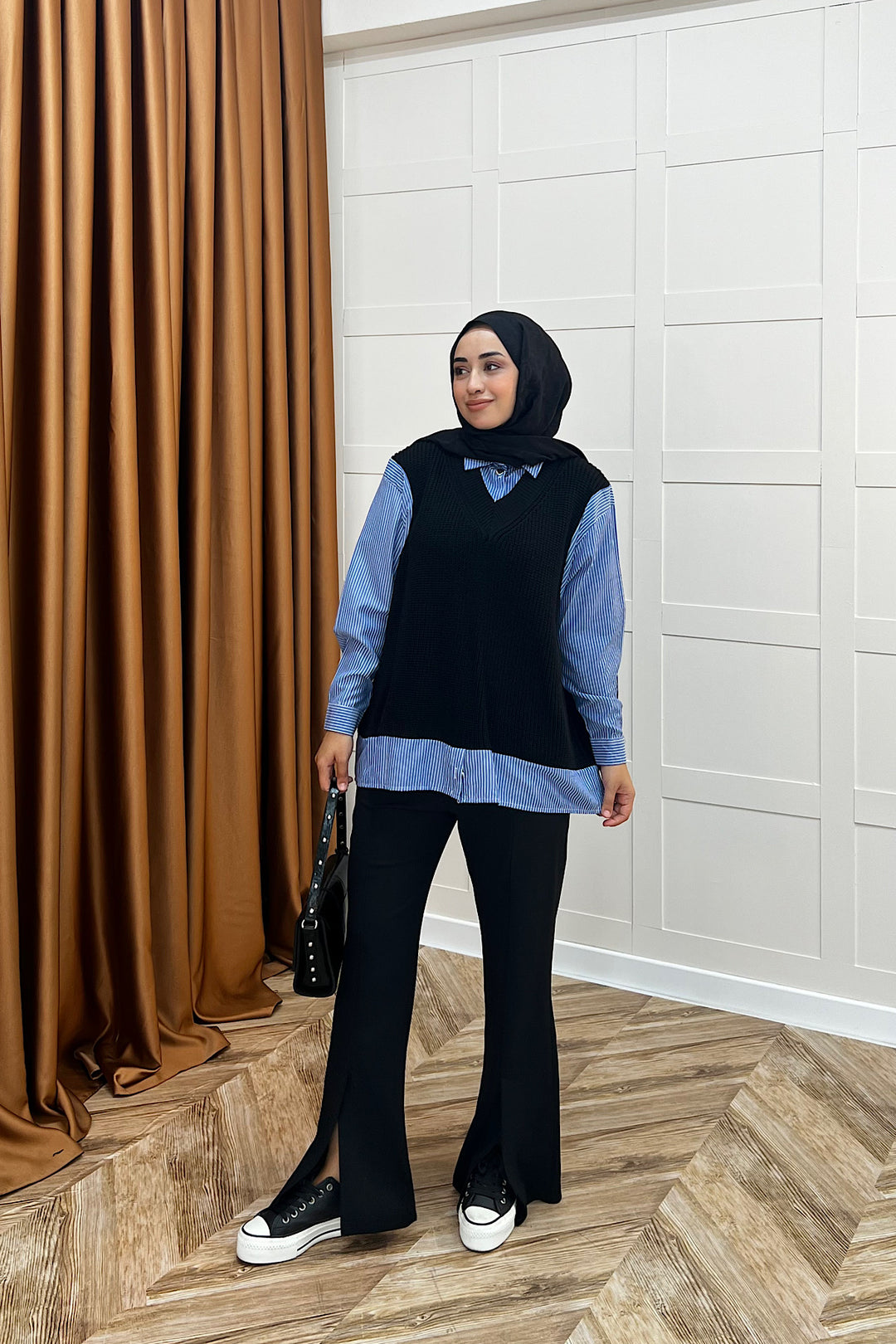 Triko Süveterli Gömlek Siyah 24730-SIYAH