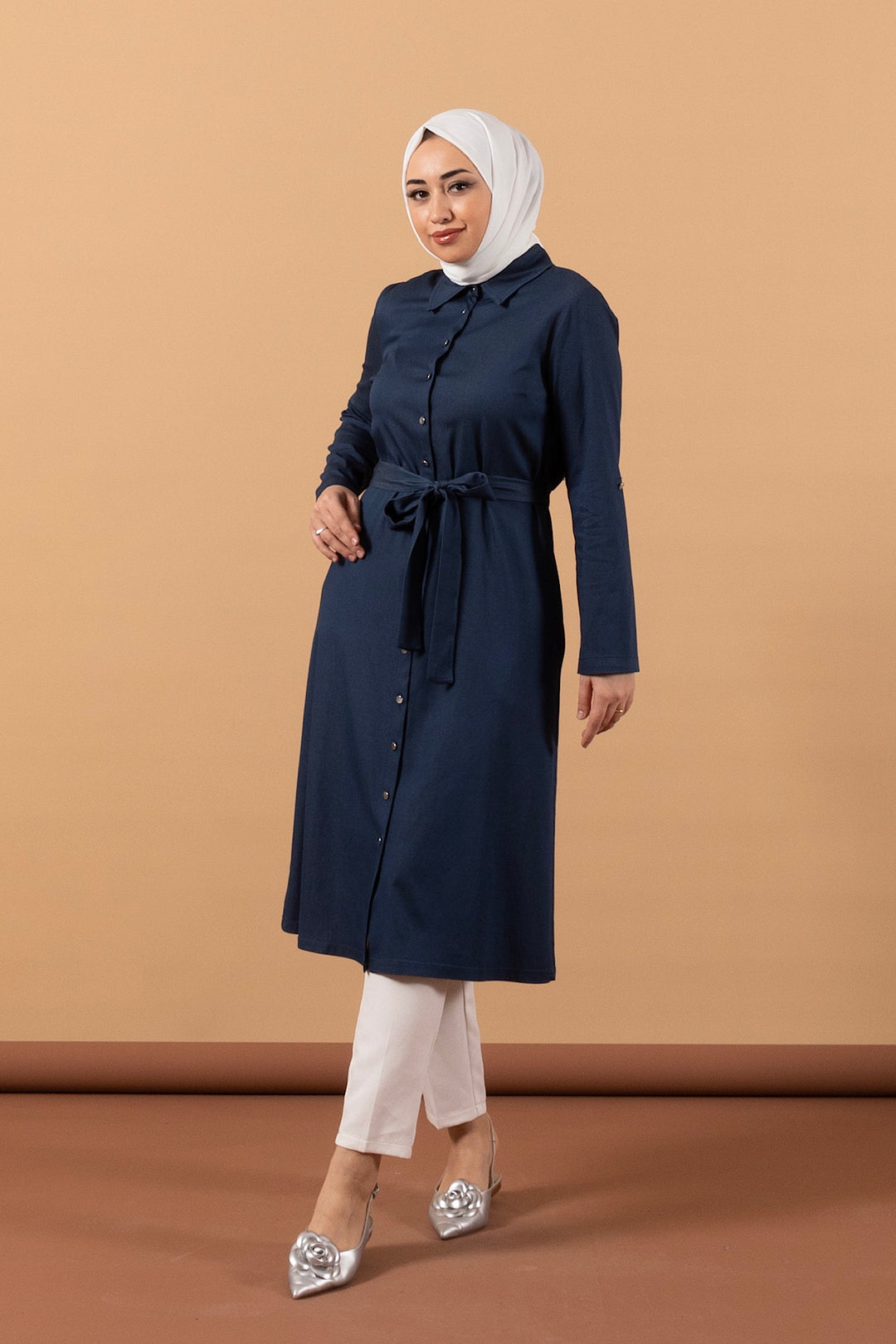 Uzun Tensel Tunik Mavi 2306-MAVI