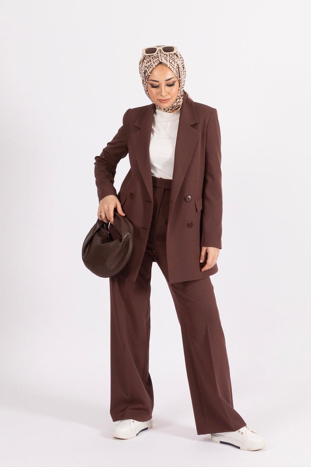 Dört Düğme Ceket Takım Kahverengi 6152-KAHVERENGI