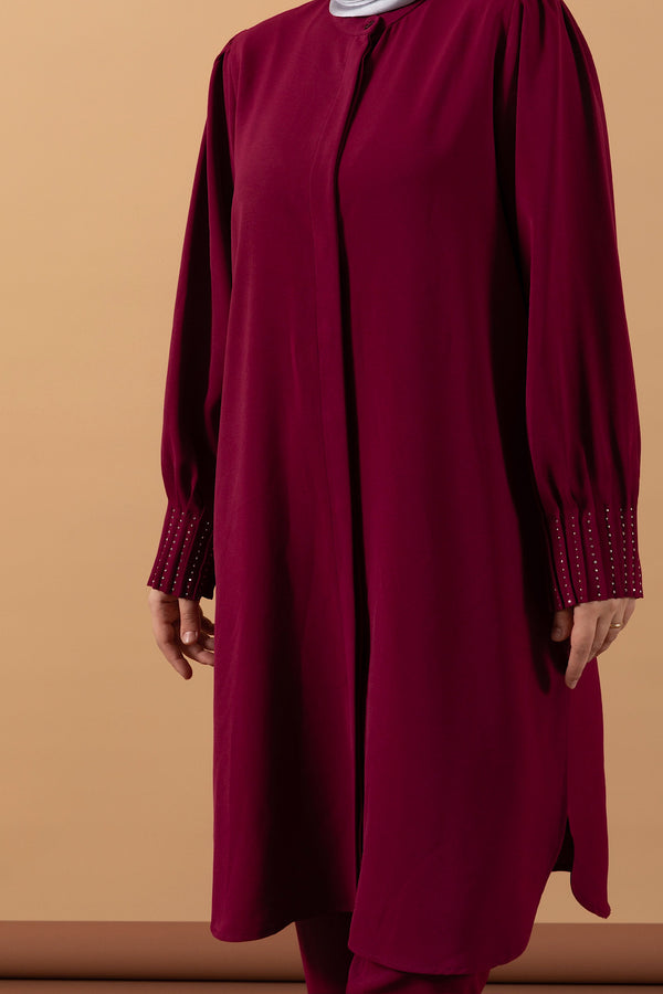 Bilek Taş Detay İkili Takım Bordo 1866-BORDO