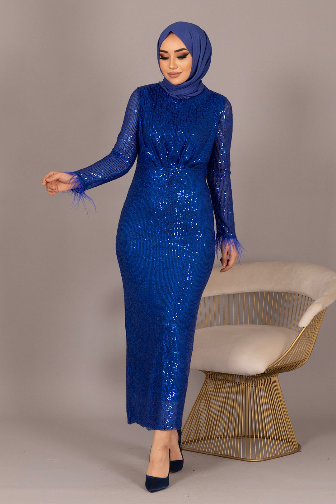 Pul Payet Balık Abiye Saks 4811-SAKS