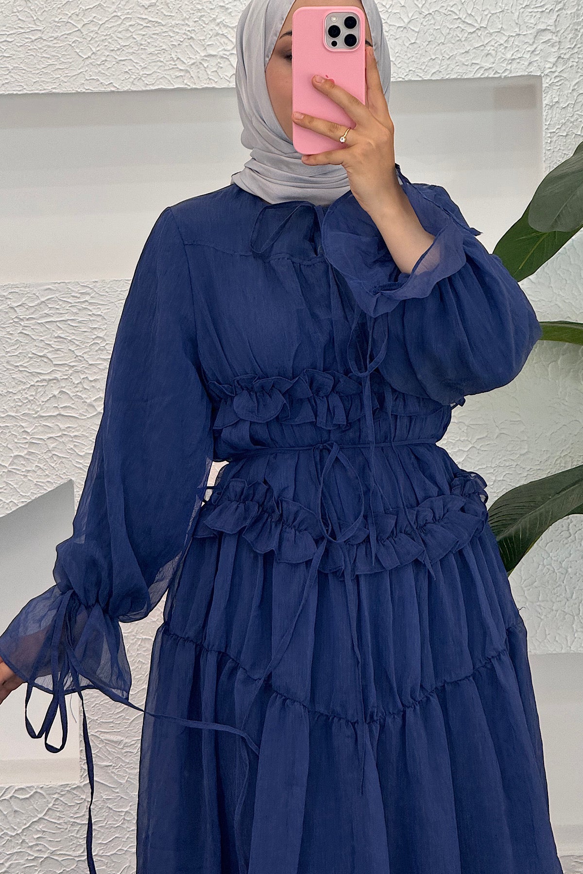 Floral Elbise Lacivert 9024-LACIVERT