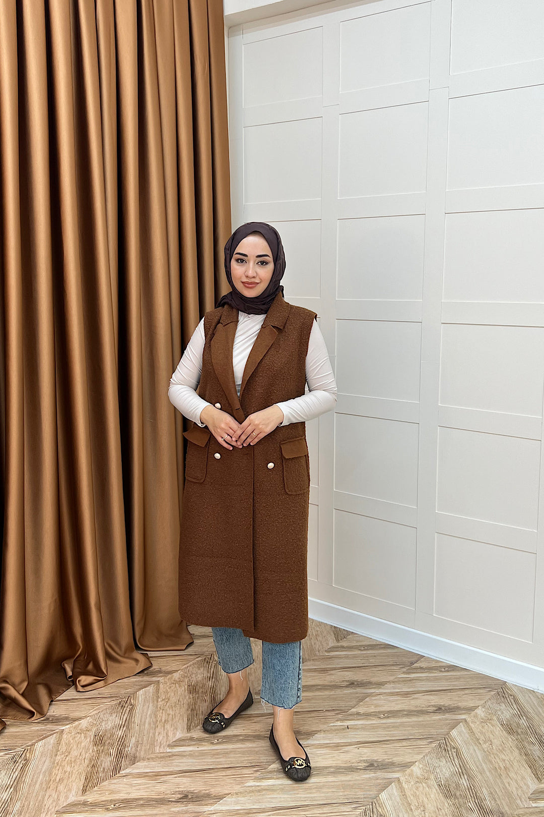 Cerry Uzun Yelek Kahverengi 7896-KAHVERENGI