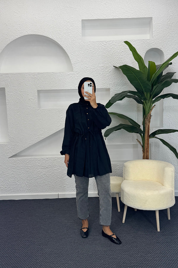 Beli Lastikli Modal Tunik Siyah 2771-SIYAH