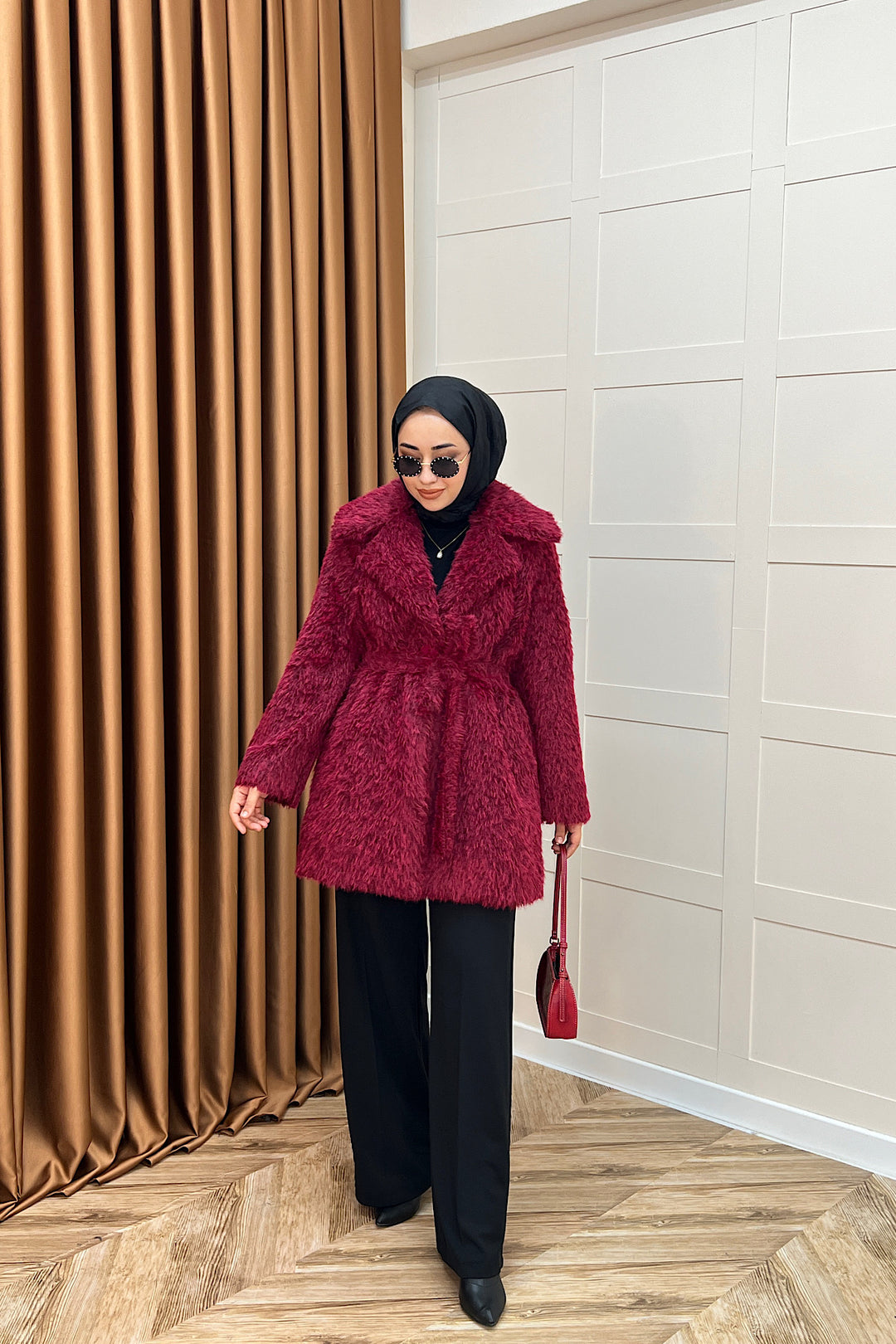 Grok Peluş Kaban Bordo 5523-BORDO