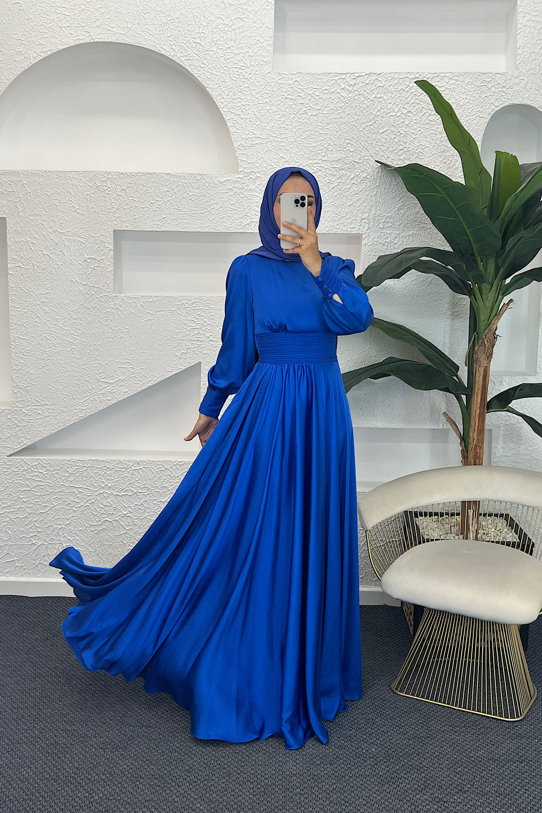 Beli Piliseli Saten Abiye Saks 04340-SAKS