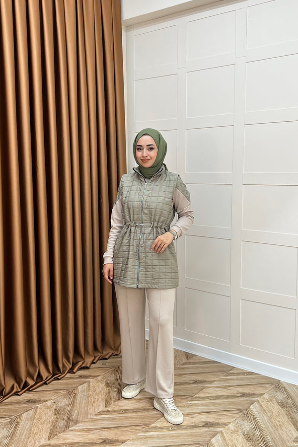 Armoni Kapitone Yelekli Üçlü Takım Yeşil 6015-YESIL