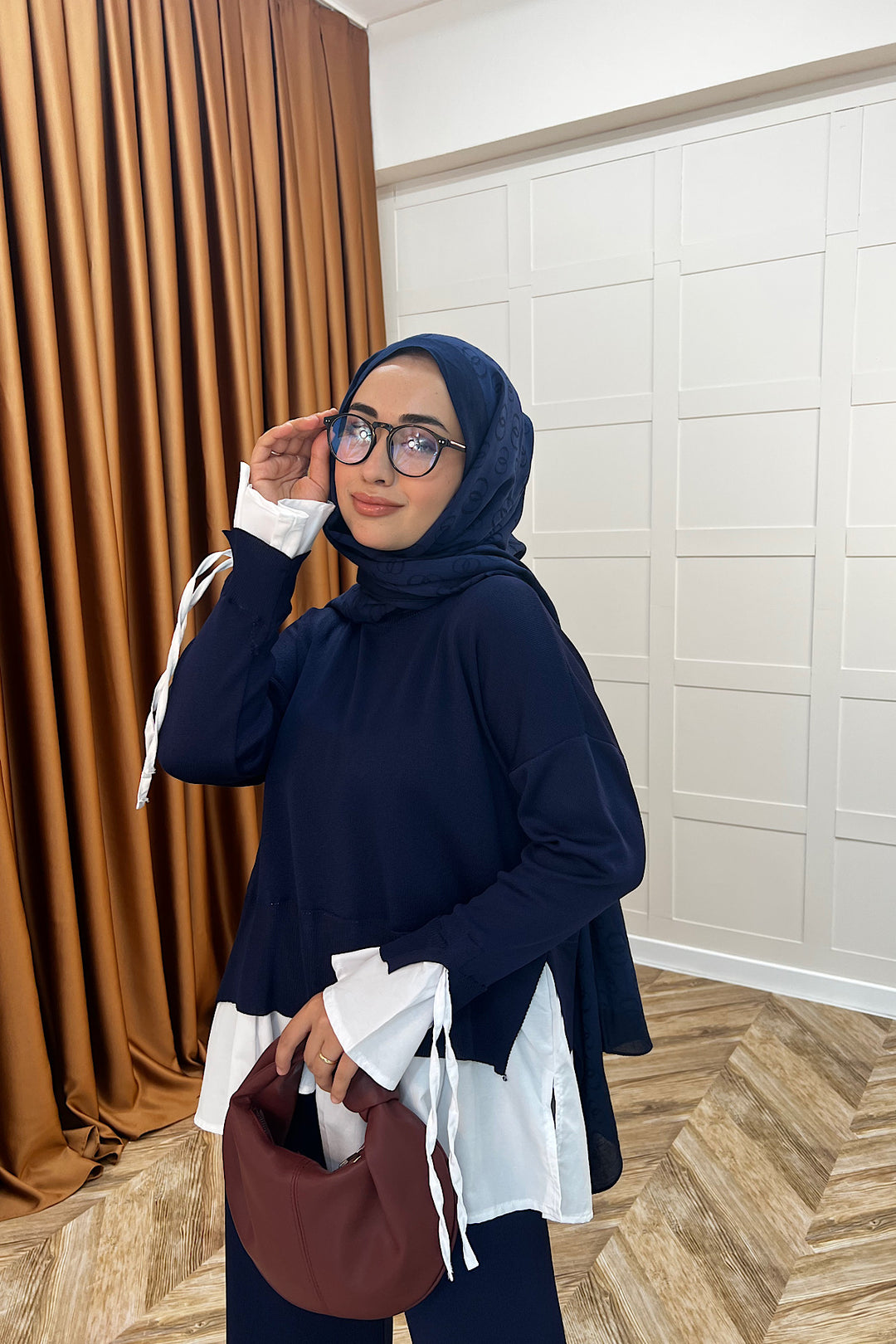 Truva Gömlek Detay Merserize Triko Takım Lacivert 25350-LACIVERT