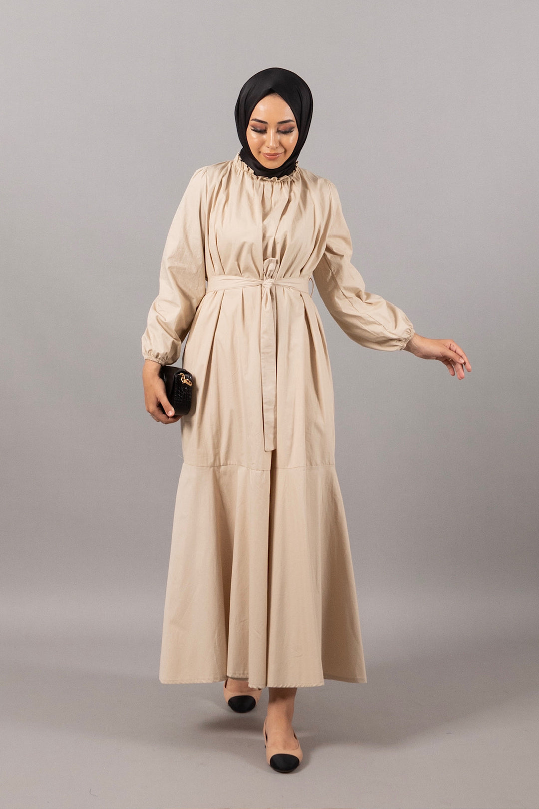 Layla Kuşaklı Elbise Taş 4968-TAS