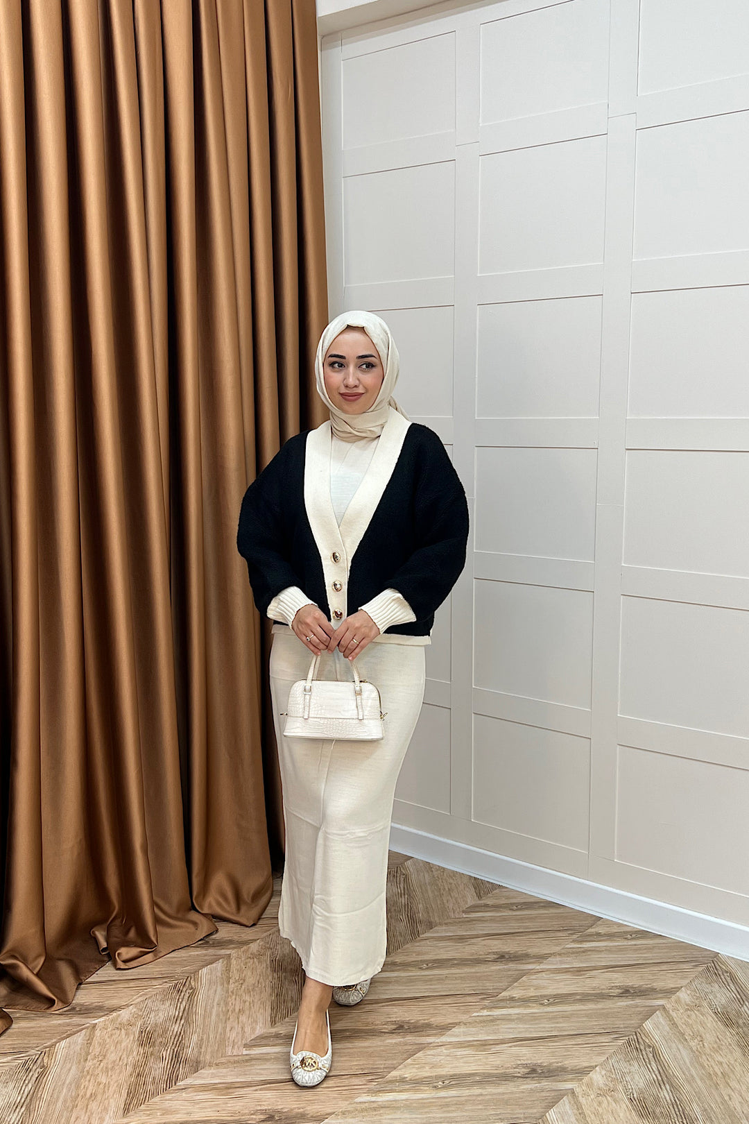 Sezen İkili Triko Elbise Krem 241090-KREM