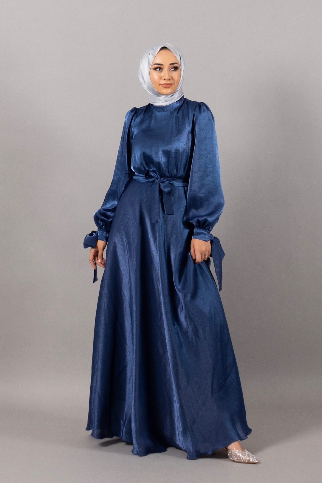 Serena Parlak Saten Abiye Lacivert 4971-LACIVERT