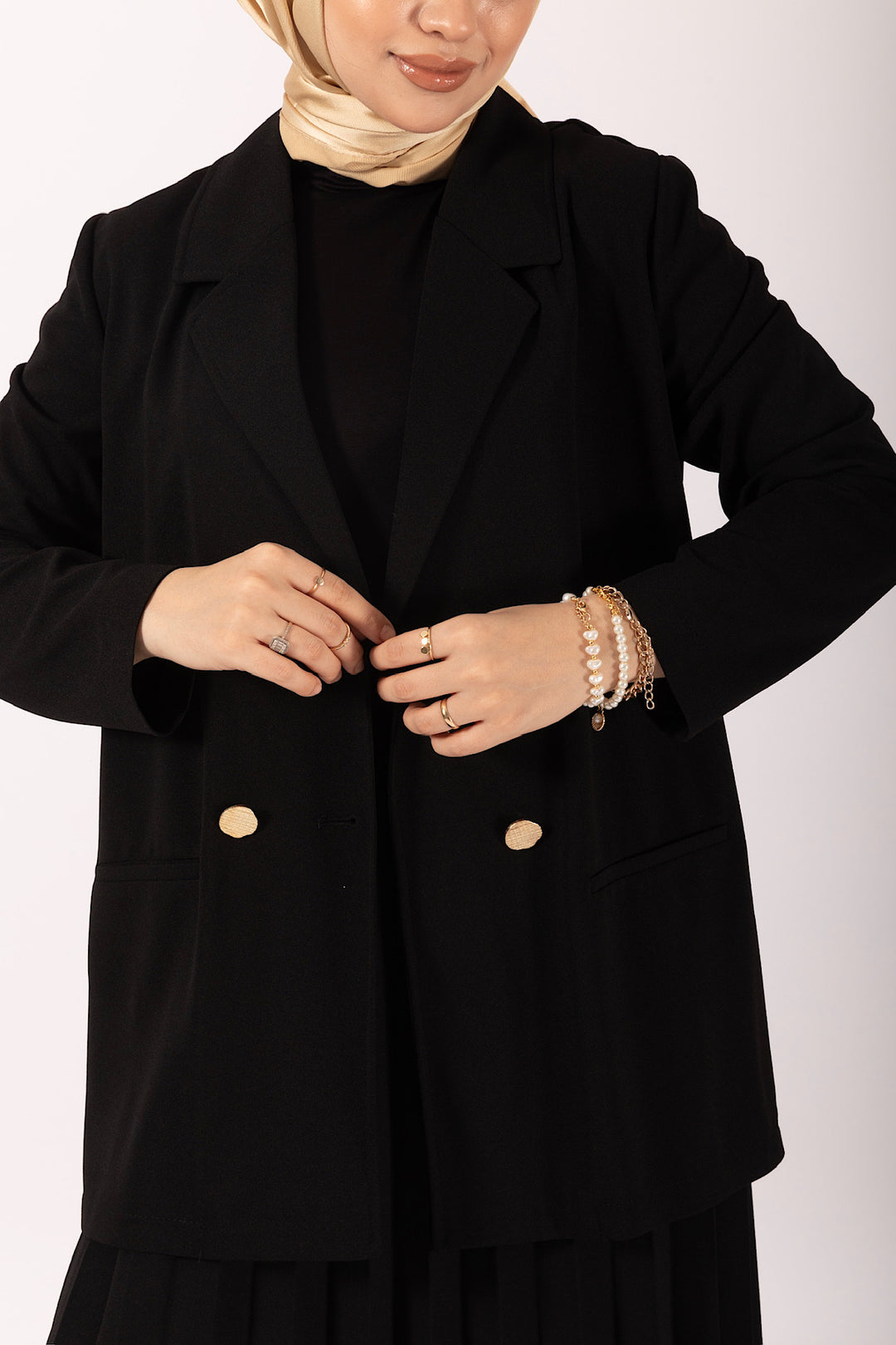 Eteği Piliseli Ceket Takım Siyah 2005-SIYAH