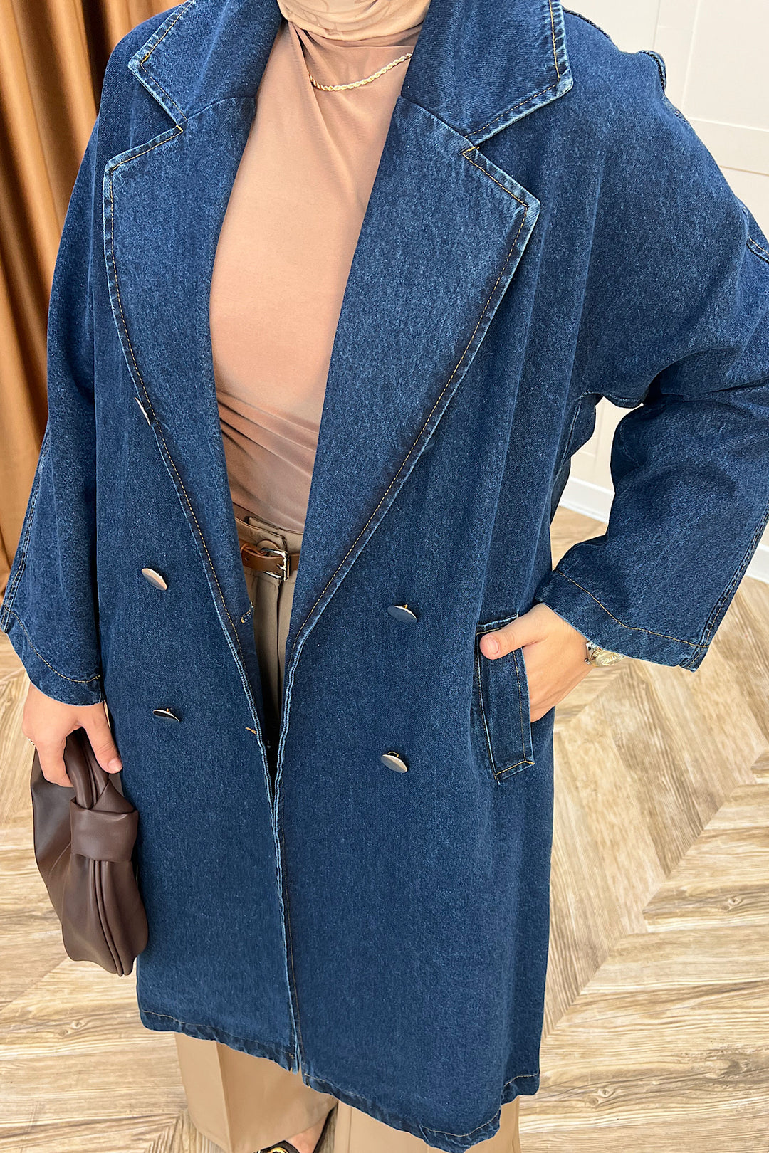 Uzun Denim Ceket Lacivert 5505-LACIVERT