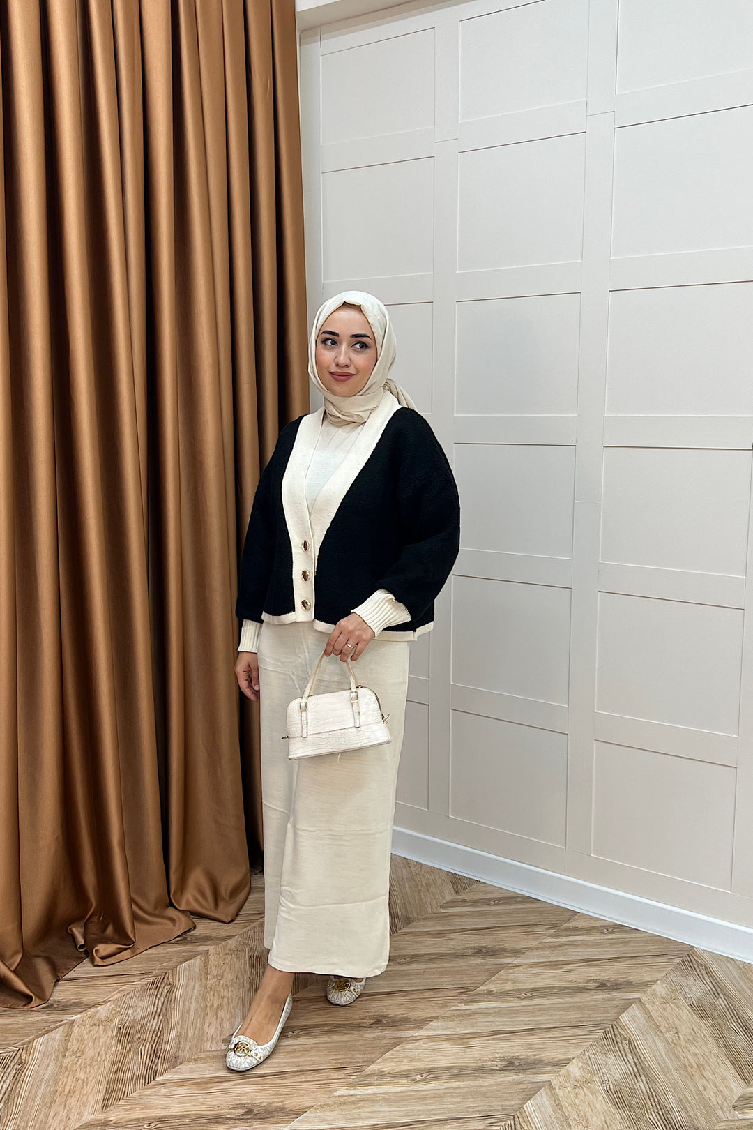 Sezen İkili Triko Elbise Krem 241090-KREM