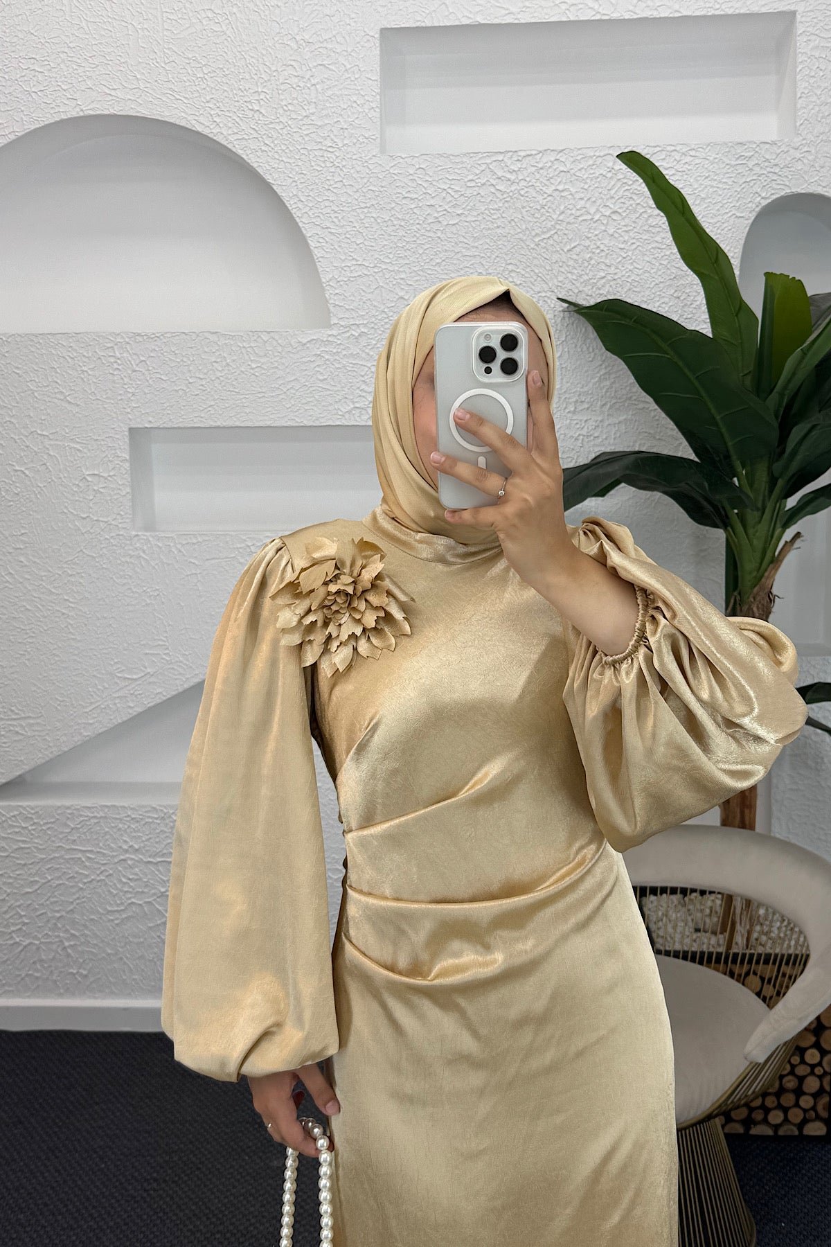 Sanna Broş Detay Abiye Gold 4985-GOLD