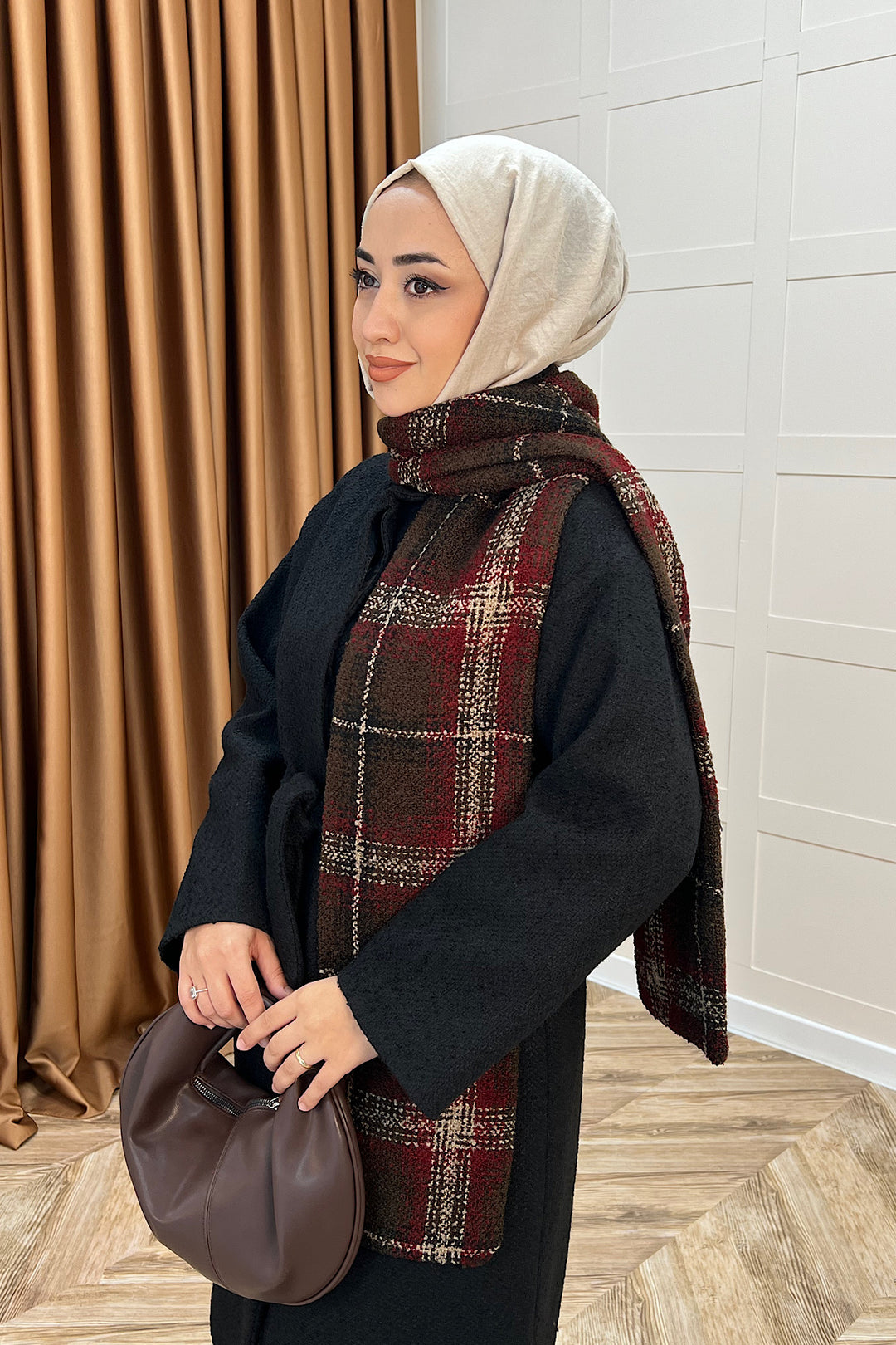 Duru Premium Kumaş Atkı Detay Kaban Siyah 5517-SIYAH