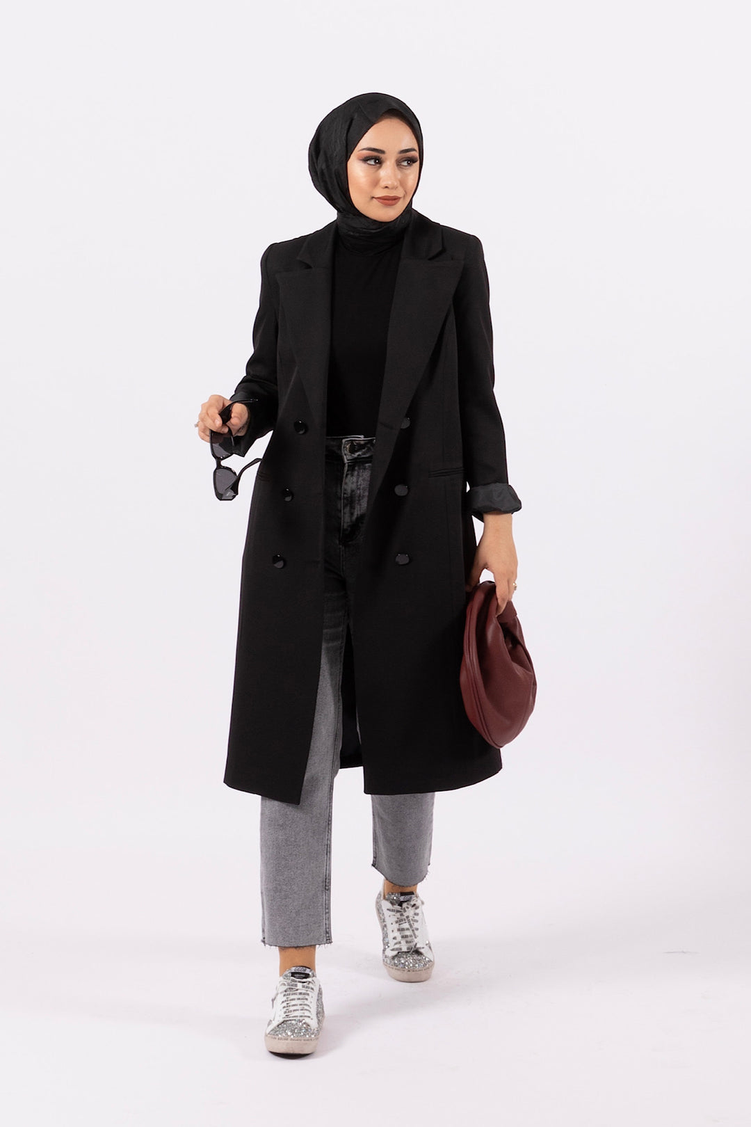 Uzun Blazer Ceket Siyah 24K6109-SIYAH